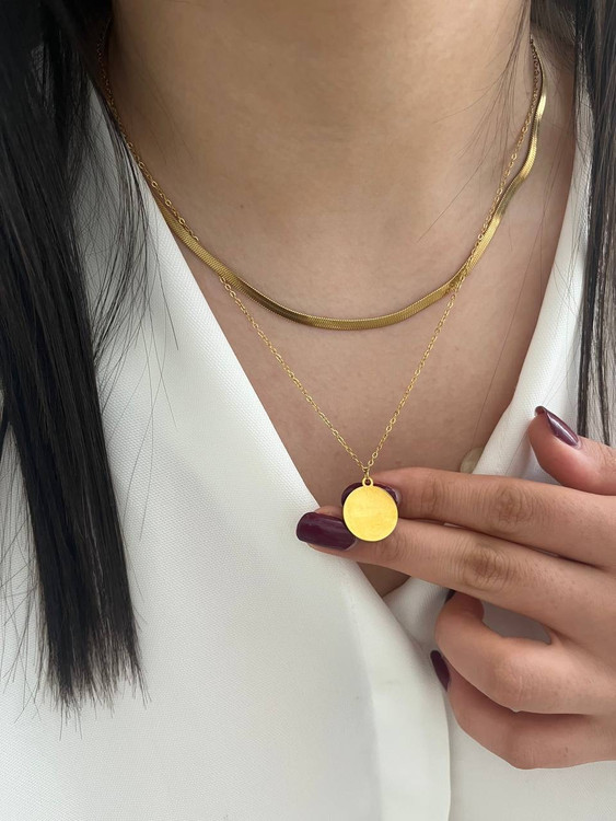 گردنبند دولاین دخترانه طلایی استیل