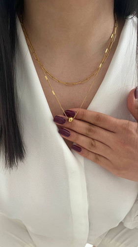 گردنبنداستیل دولاین دخترانه طلایی ترند