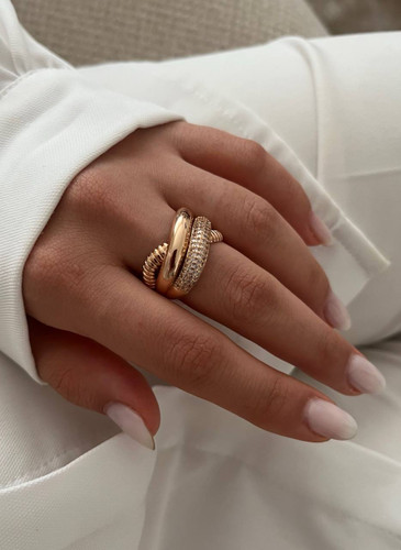 انگشترزنانه ژوپینگ مدل خیلی درشت طلایی و نگین دار