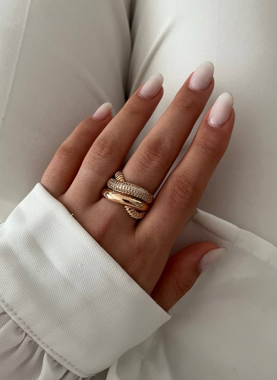انگشترزنانه ژوپینگ مدل خیلی درشت طلایی و نگین دار