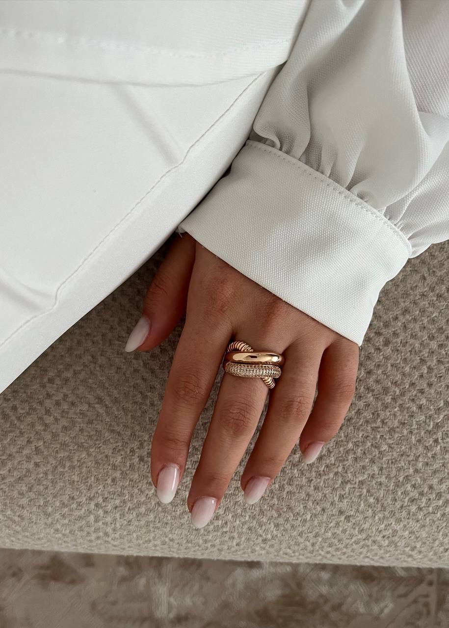 انگشترزنانه ژوپینگ مدل خیلی درشت طلایی و نگین دار