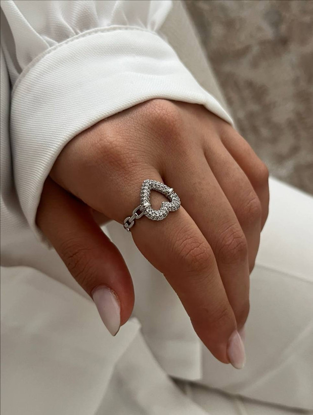 انگشترمینیمال دخترانه نگینی قلبی سیلور