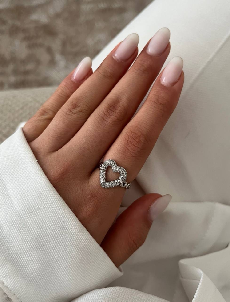 انگشترمینیمال دخترانه نگینی قلبی سیلور