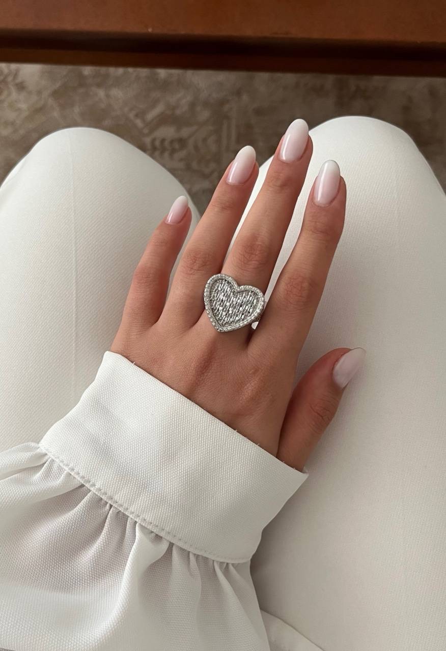 انگشترتمام نگین و جواهری دخترانه نقره ای