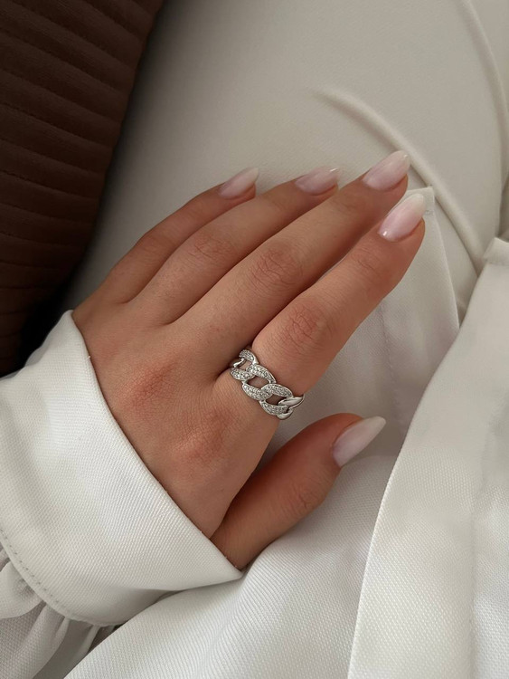 انگشترکارتیرزنانه نگینی سیلور رنگ ثابت